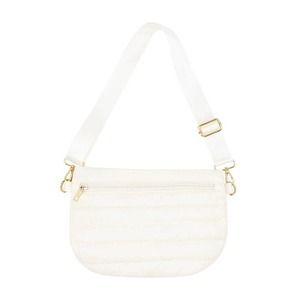 Ivory Quilted Puffer Messenger Crossbody Sling Bag